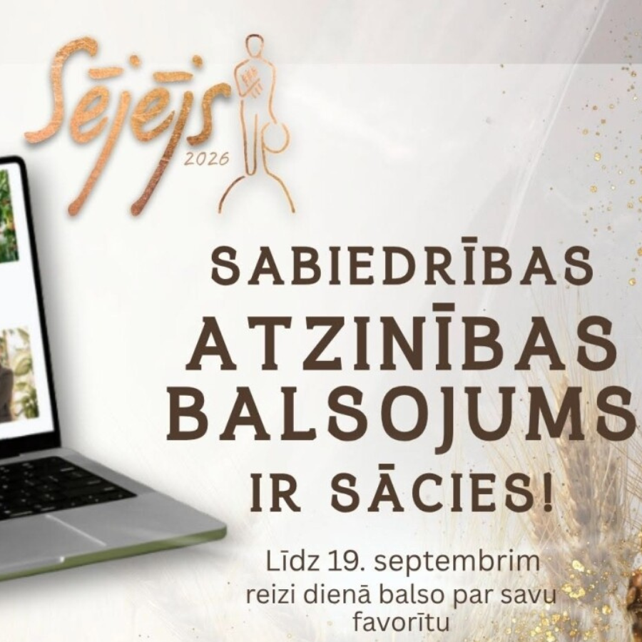 <p>Latvijas iedzīvotāji aicināti balsot par konkursa &ldquo;Sējējs 2026&rdquo; Sabiedrības atzinības balvas ieguvēju<br>&nbsp;</p>